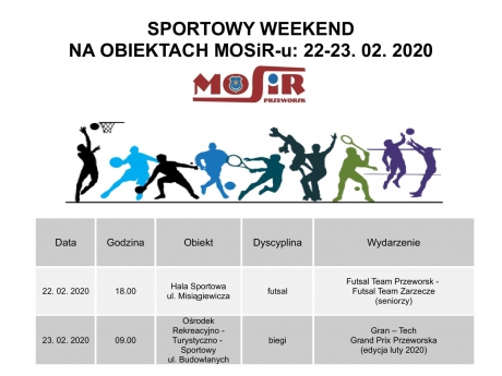 Sportowy weekend na obiektach MOSiR-u 22-23. 02. 2020
