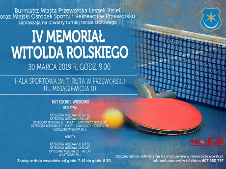 IV Memoriał Witolda Rolskiego w tenisie stołowym.