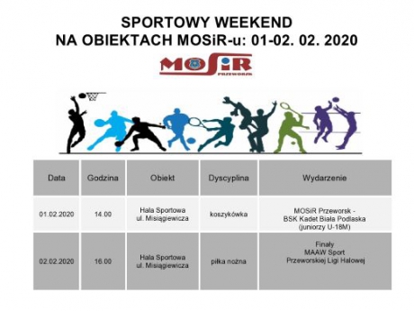 Sportowy weekend na obiektach MOSiR-u 01-02. 02. 2020