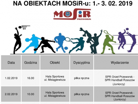 Sportowy weekend na obiektach MOSiR-u 1-3. 02. 2019