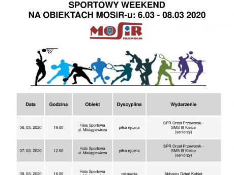 Sportowy weekend na obiektach MOSiR-u 06-08. 03. 2020