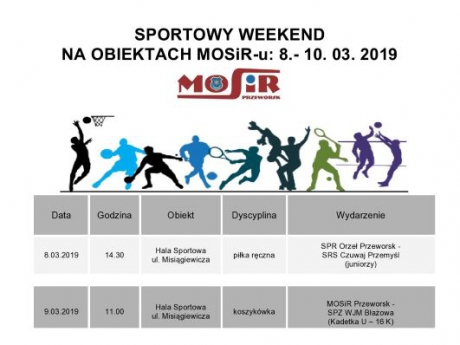 Sportowy weekend na obiektach MOSiR-u 8-10. 03. 2019