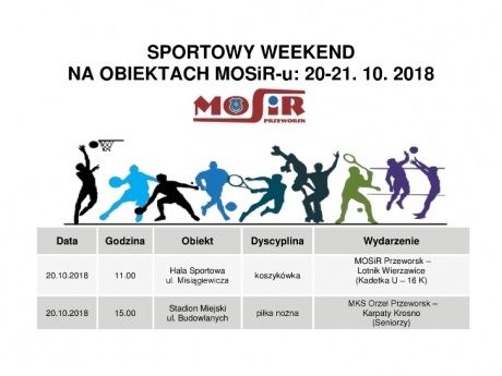 Sportowy weekend na obiektach MOSiR-u 20-21. 10. 2018