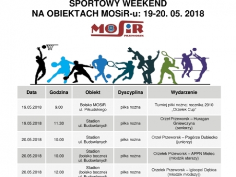 Sportowy weekend na obiektach MOSiR-u: 19-20. 05. 2018