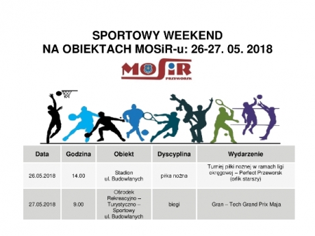 Sportowy weekend na obiektach MOSiR-u: 26-27. 05. 2018