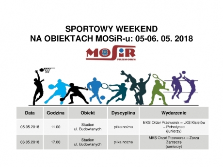 Sportowy weekend na obiektach MOSiR-u: 05-06. 05. 2018