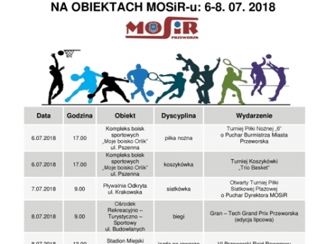 Sportowy weekend na obiektach MOSiR 6-8. 07. 2018