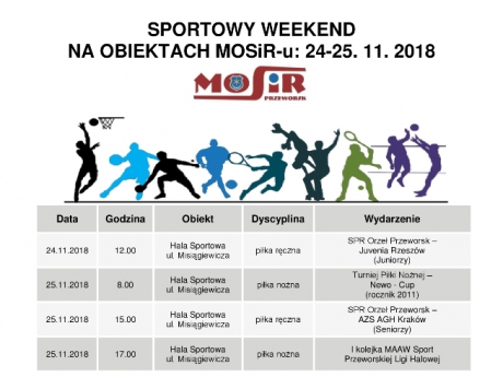 Sportowy weekend na obiektach MOSiR-u 24-25. 11. 2018