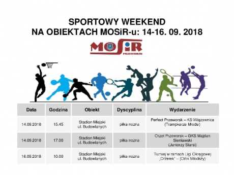 Sportowy weekend na obiektach MOSiR 14 - 16. 09.2018