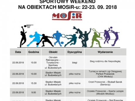 Sportowy weekend na obiektach MOSiR-u 22 - 23. 09.2018