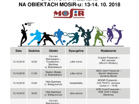 Sportowy weekend na obiektach MOSiR-u 13-14. 10. 2018